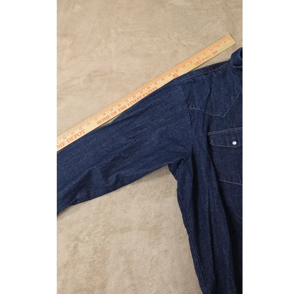 Whiteknucker‎ Denim Jacket Men 2XL Dark Wash Blue Pearl Snap Frayed Raw EUC